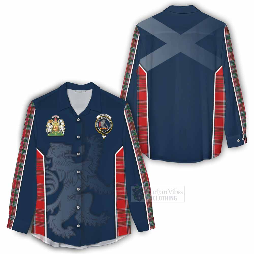 Tartan Vibes Clothing MacBean (MacBain) Tartan Women's Casual Shirt with Family Crest and Lion Rampant Vibes Sport Style