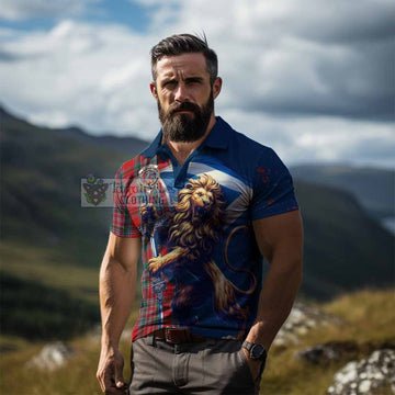 MacBean (MacBain) Tartan Family Crest Men's Polo Shirt with Scottish Majestic Lion - Tartan Vibes Clothing