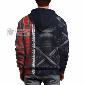 MacBean (MacBain) Tartan Hoodie with Family Crest Cross Sword Thistle Celtic Vibes - Tartan Vibes Clothing