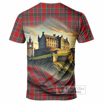 MacBean (MacBain) Tartan Family Crest T-Shirt with Scottish Ancient Castle Style - Tartan Vibes Clothing
