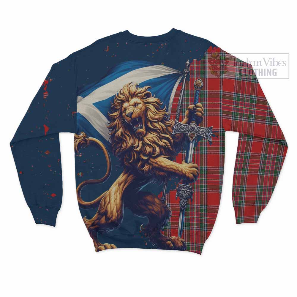 MacBean (MacBain) Tartan Family Crest Sweatshirt with Scottish Majestic Lion - Tartan Vibes Clothing