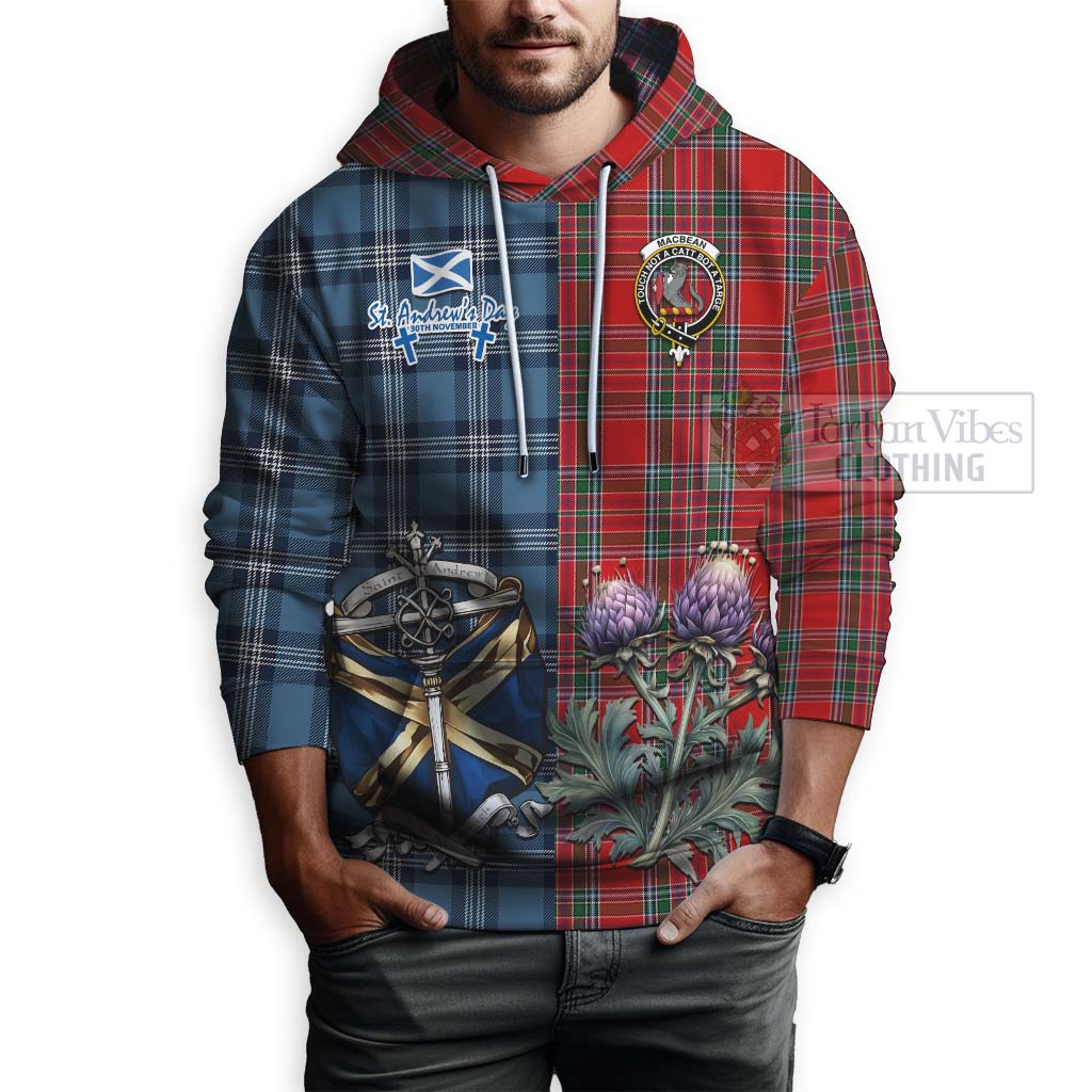 MacBean (MacBain) Tartan Hoodie Happy St. Andrew's Day Half Tartan Style - Tartan Vibes Clothing