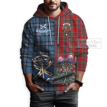 MacBean (MacBain) Tartan Hoodie Happy St. Andrew's Day Half Tartan Style - Tartan Vibes Clothing