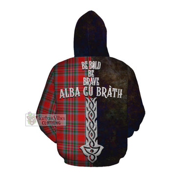 MacBean (MacBain) Tartan Family Crest Cotton Hoodie Alba Gu Brath Be Brave Lion Ancient Style Pullover Hoodie - Tartan Vibes Clothing