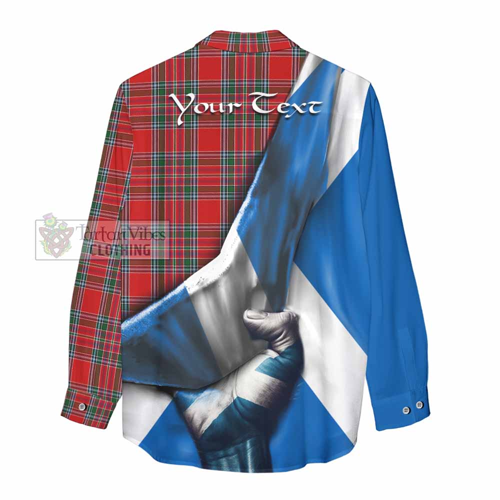 Tartan Vibes Clothing MacBean (MacBain) Tartan Women's Casual Shirt with Family Crest Scotland Patriotic Style