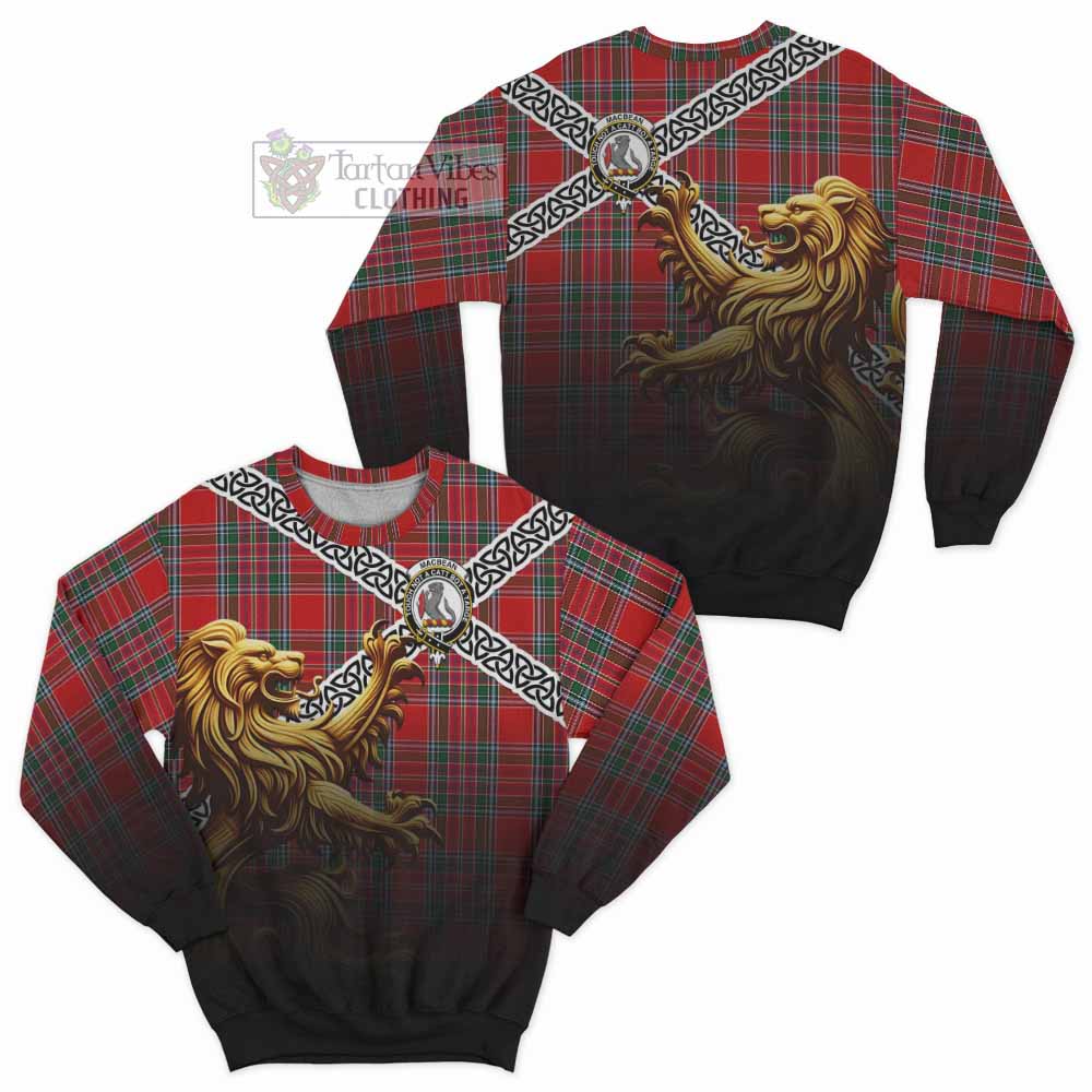 MacBean (MacBain) Crest Tartan Sweatshirt with Golden Lion Emblem Celtic Style - Tartan Vibes Clothing