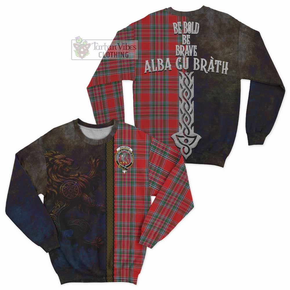 MacBean (MacBain) Tartan Family Crest Sweatshirt Alba Gu Brath Be Brave Lion Ancient Style - Tartan Vibes Clothing