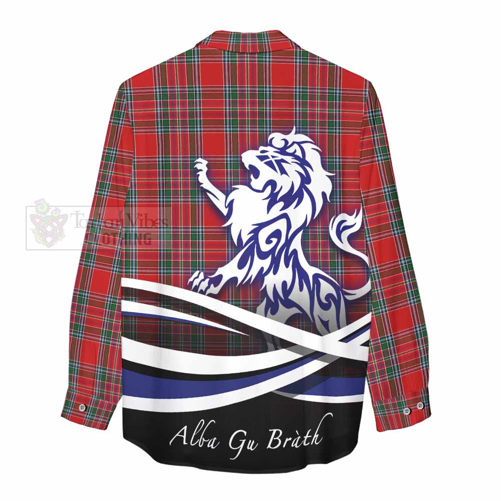 Tartan Vibes Clothing MacBean (MacBain) Tartan Women's Casual Shirt with Alba Gu Brath Regal Lion Emblem