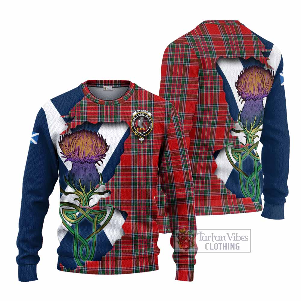 MacBean (MacBain) Tartan Family Crest Knitted Sweater Scottish Thistle Celtic Inspired - Tartan Vibes Clothing