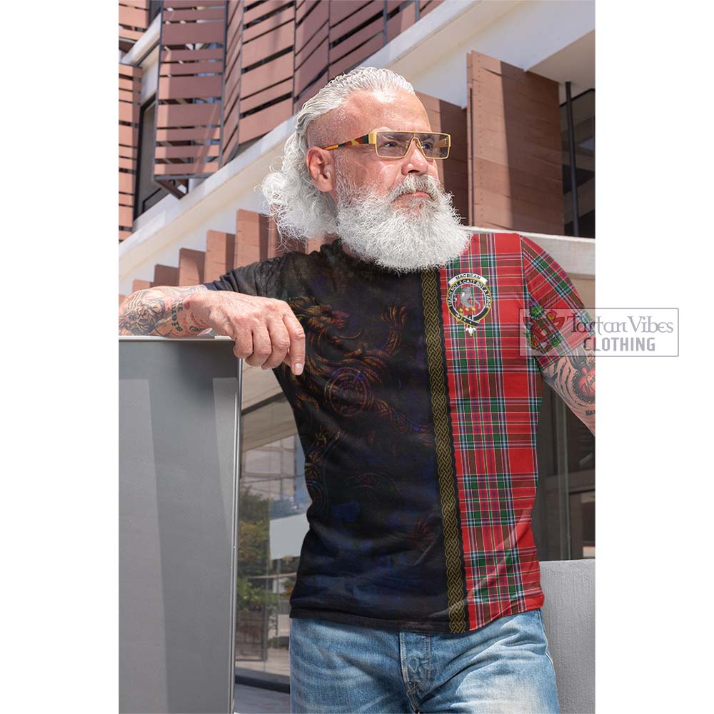 MacBean (MacBain) Tartan Family Crest Cotton T-shirt Alba Gu Brath Be Brave Lion Ancient Style - Tartan Vibes Clothing