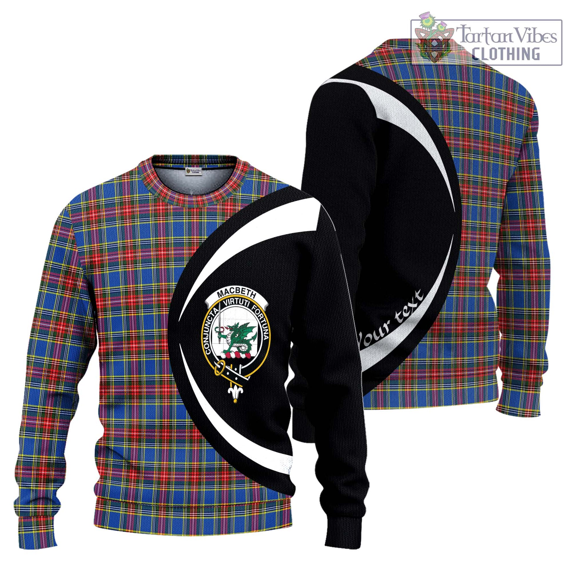 MacBeth (McBeth) Tartan Knitted Sweater with Family Crest Circle Style Unisex - Tartan Vibes Clothing