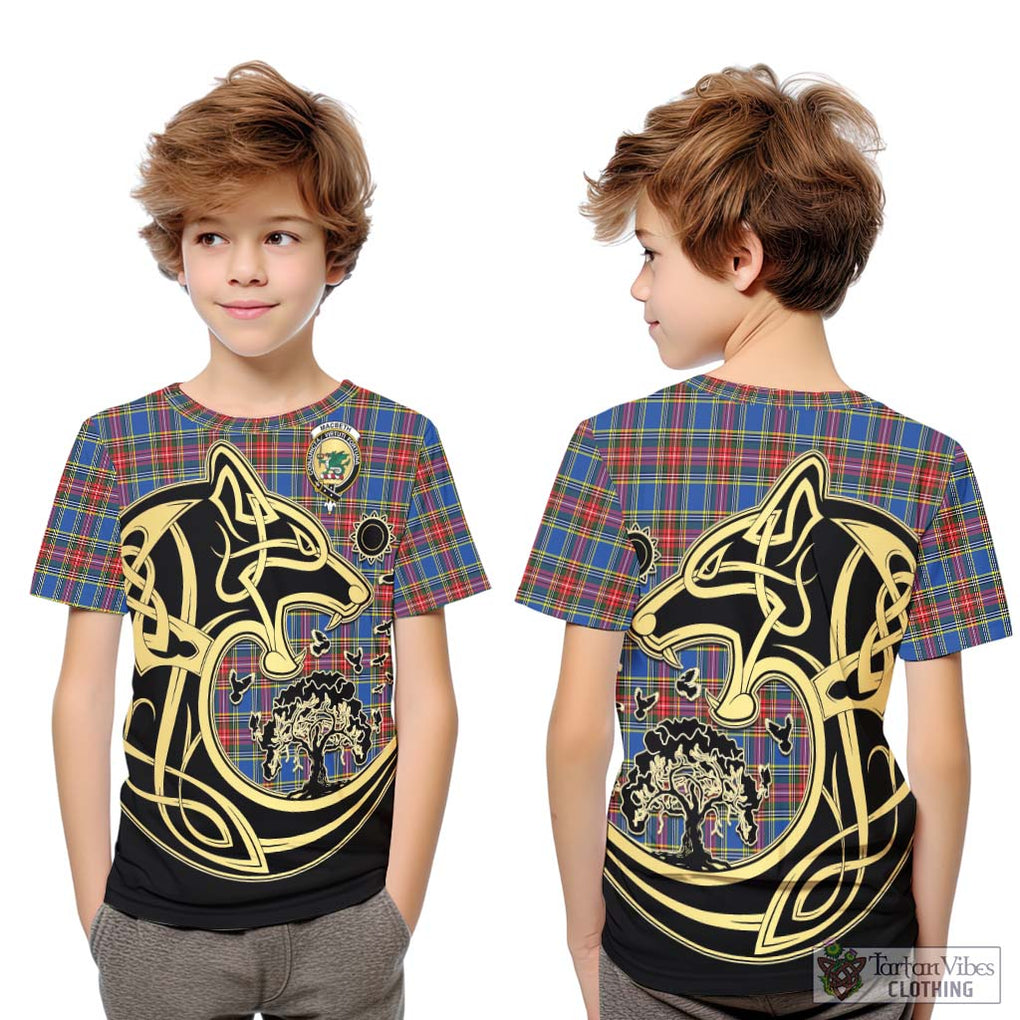 MacBeth (McBeth) Tartan Kid T-Shirt with Family Crest Celtic Wolf Style Youth XL Size14 - Tartan Vibes Clothing