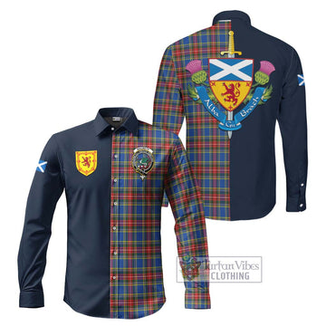 MacBeth (McBeth) Tartan Long Sleeve Button Shirt Alba with Scottish Lion Royal Arm Half Style