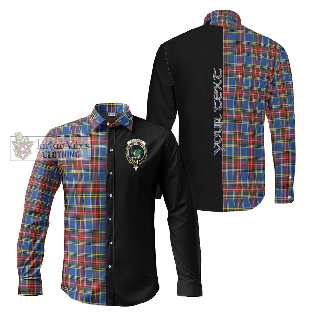 MacBeth (McBeth) Tartan Long Sleeve Button Shirt with Family Crest and Half Of Me Style Men's Shirt S - Tartanvibesclothing Shop