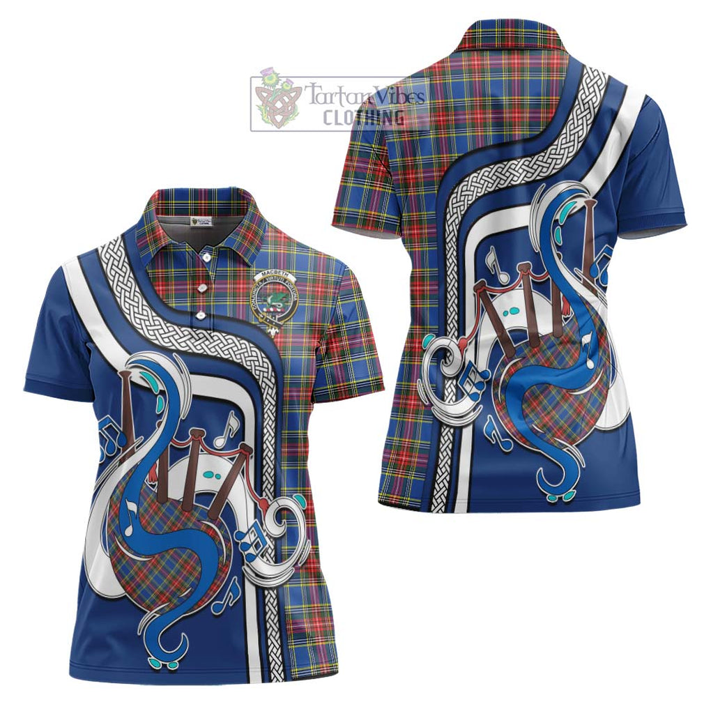 MacBeth (McBeth) Tartan Women's Polo Shirt with Epic Bagpipe Style Women - Tartanvibesclothing Shop