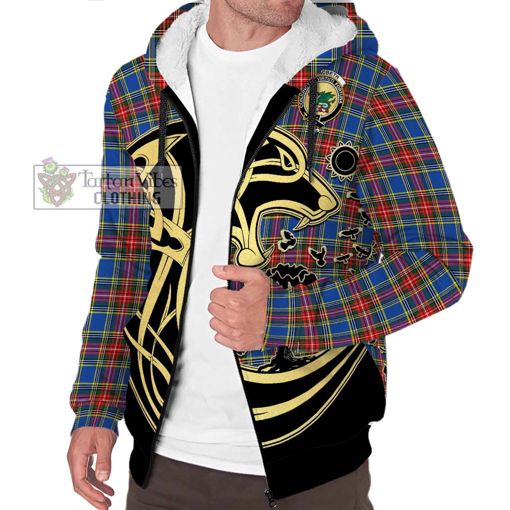 MacBeth (McBeth) Tartan Sherpa Hoodie with Family Crest Celtic Wolf Style Unisex S - Tartan Vibes Clothing