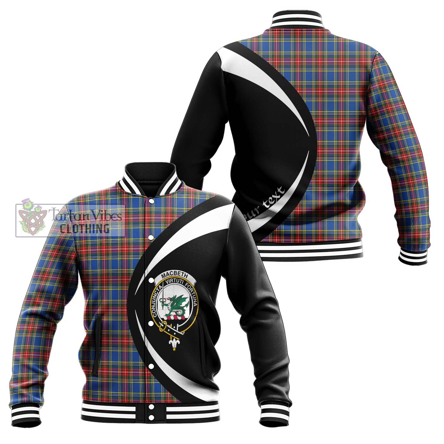 MacBeth (McBeth) Tartan Baseball Jacket with Family Crest Circle Style Unisex - Tartan Vibes Clothing