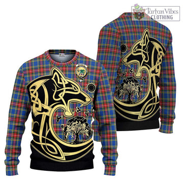 MacBeth (McBeth) Tartan Ugly Sweater with Family Crest Celtic Wolf Style