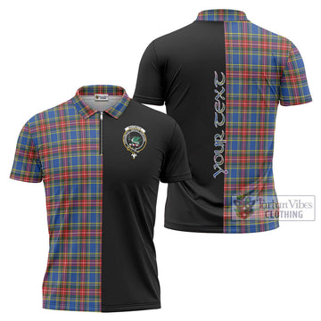 MacBeth (McBeth) Tartan Zipper Polo Shirt with Family Crest and Half Of Me Style