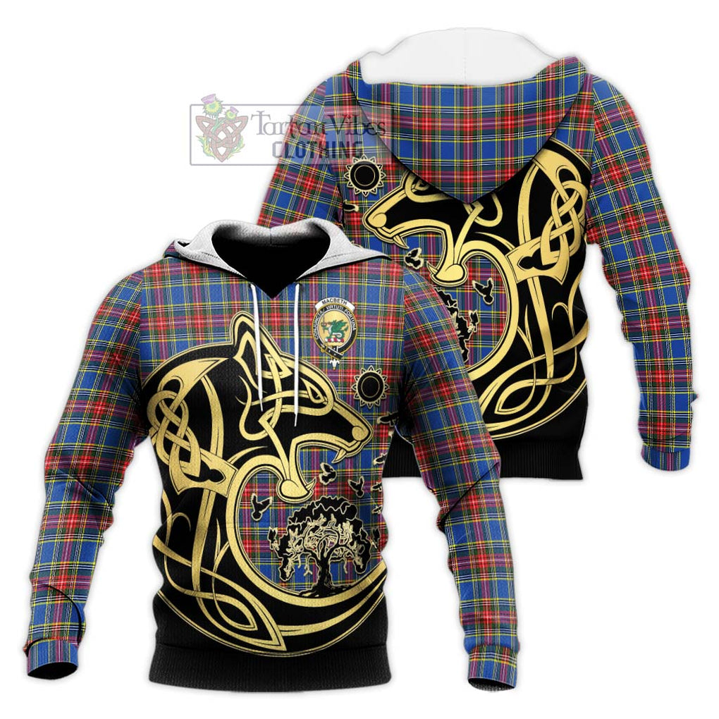 MacBeth (McBeth) Tartan Knitted Hoodie with Family Crest Celtic Wolf Style Unisex Knitted Pullover Hoodie - Tartan Vibes Clothing