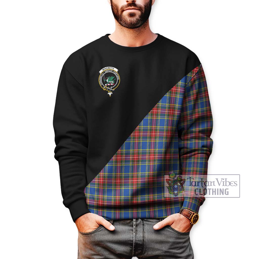 Tartan Vibes Clothing MacBeth Tartan Sweatshirt with Family Crest and Military Logo Style