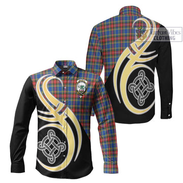 MacBeth (McBeth) Tartan Long Sleeve Button Shirt with Family Crest and Celtic Symbol Style