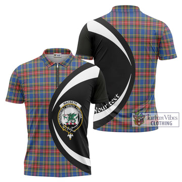 MacBeth (McBeth) Tartan Zipper Polo Shirt with Family Crest Circle Style