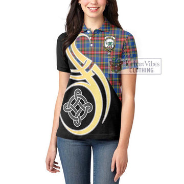 MacBeth (McBeth) Tartan Women's Polo Shirt with Family Crest and Celtic Symbol Style