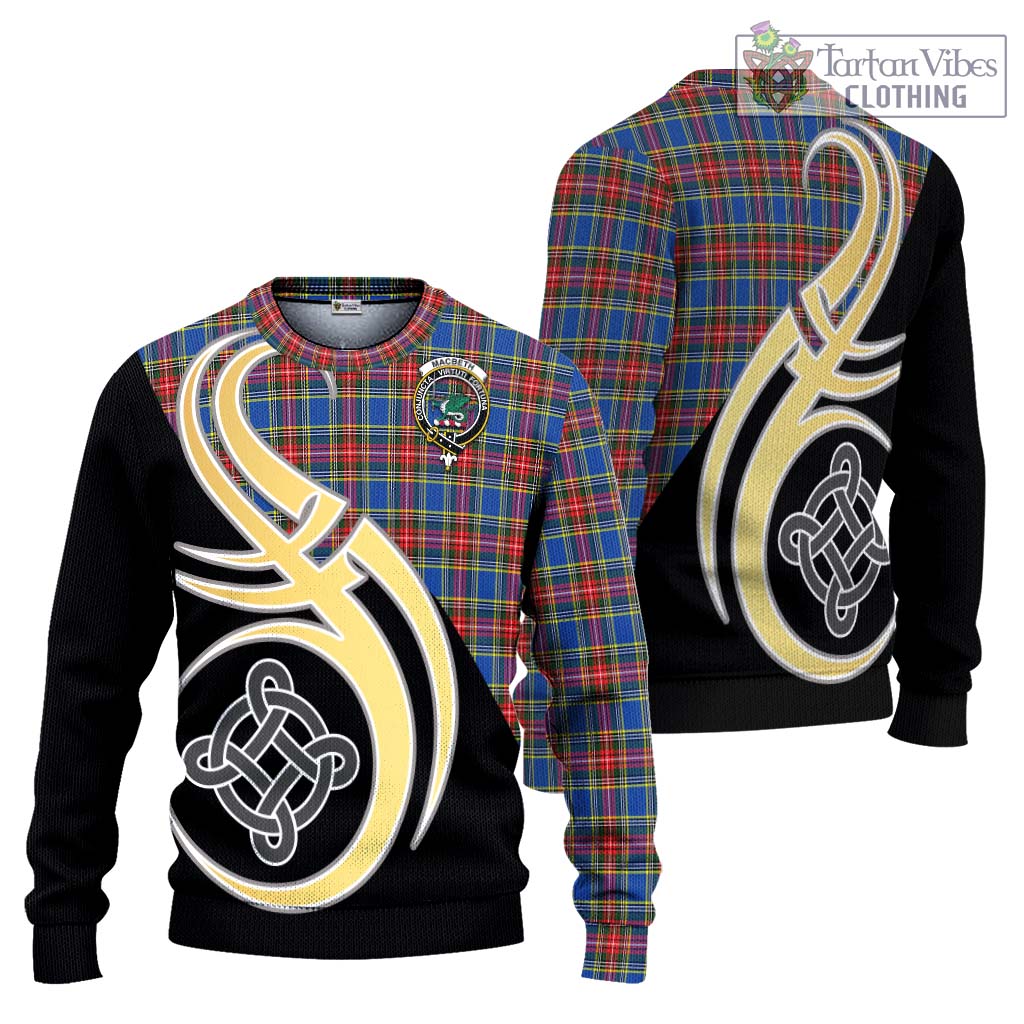 MacBeth (McBeth) Tartan Knitted Sweater with Family Crest and Celtic Symbol Style Unisex - Tartan Vibes Clothing