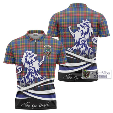 MacBeth (McBeth) Tartan Zipper Polo Shirt with Alba Gu Brath Regal Lion Emblem