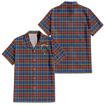 MacBeth (McBeth) Tartan Short Sleeve Button Down Shirt with Family Crest