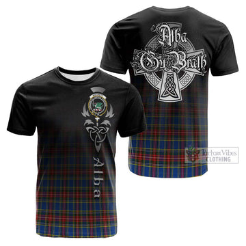 MacBeth (McBeth) Tartan Cotton T-shirt Featuring Alba Gu Brath Family Crest Celtic Inspired