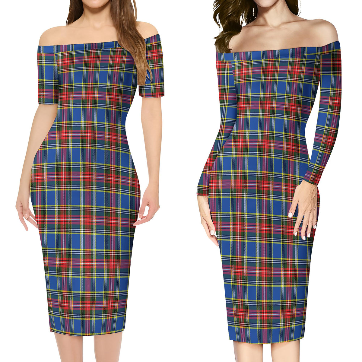 MacBeth (McBeth) Tartan Off Shoulder Lady Dress Women's Dress - Tartan Vibes Clothing