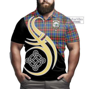 MacBeth (McBeth) Tartan Polo Shirt with Family Crest and Celtic Symbol Style