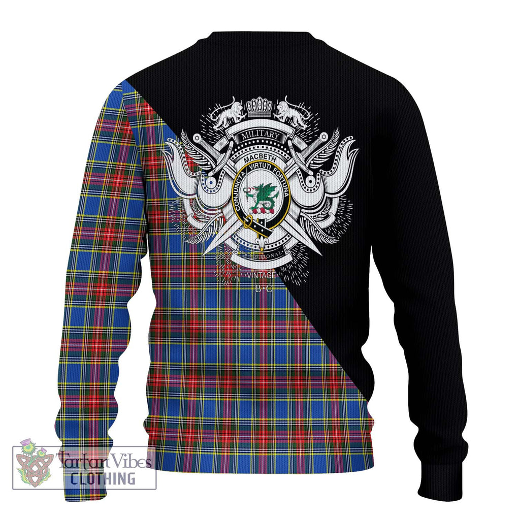 MacBeth (McBeth) Tartan Knitted Sweater with Family Crest and Military Logo Style - Tartanvibesclothing Shop