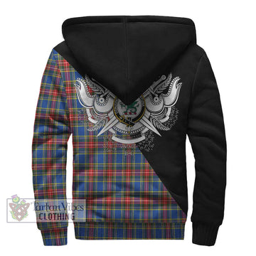 MacBeth (McBeth) Tartan Sherpa Hoodie with Family Crest and Military Logo Style