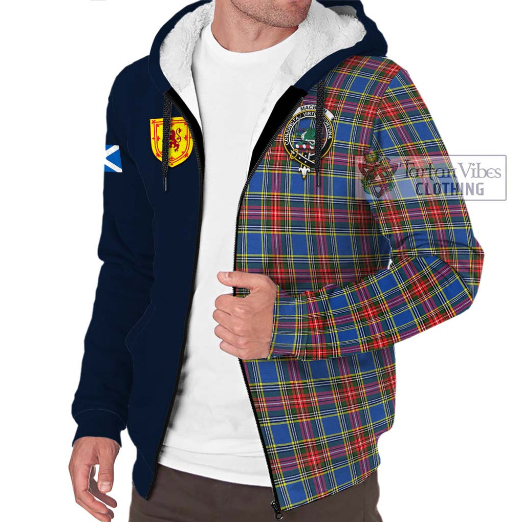 Tartan Vibes Clothing MacBeth Tartan Sherpa Hoodie with Scottish Lion Royal Arm Half Style