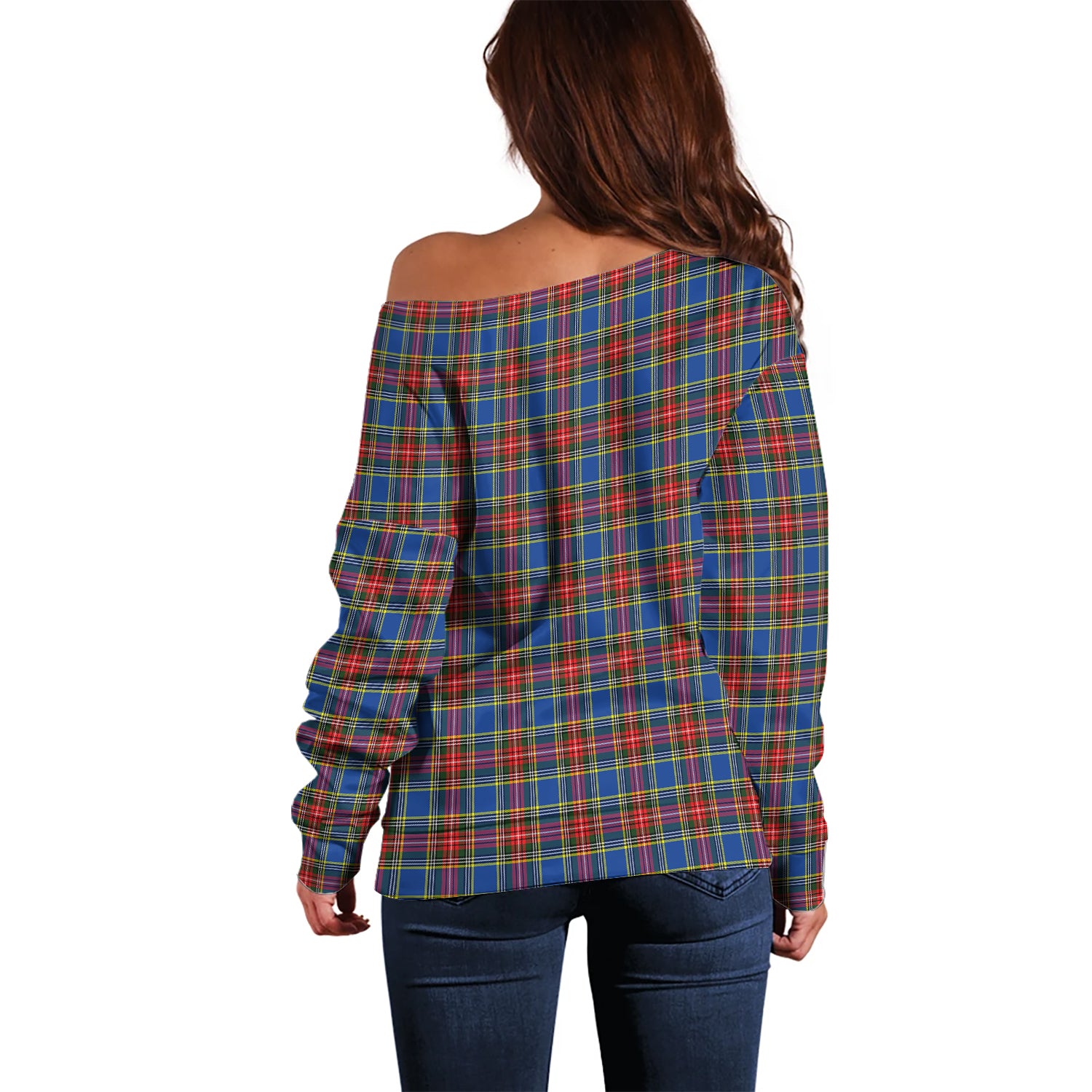 MacBeth Tartan Off Shoulder Women Sweater - Tartanvibesclothing