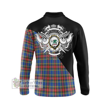 MacBeth (McBeth) Tartan Long Sleeve Polo Shirt with Family Crest and Military Logo Style - Tartan Vibes Clothing