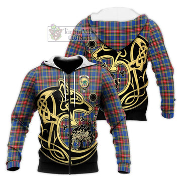 MacBeth (McBeth) Tartan Knitted Hoodie with Family Crest Celtic Wolf Style