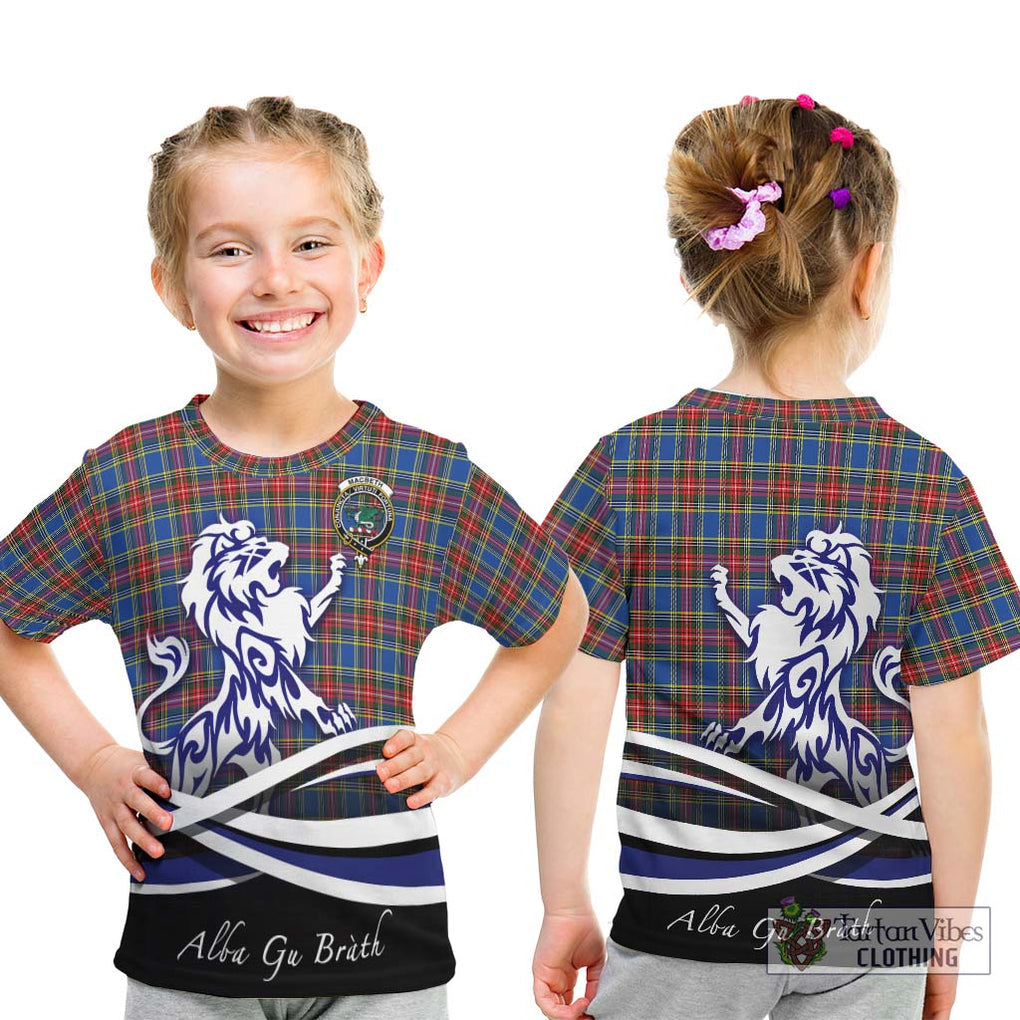 MacBeth (McBeth) Tartan Kid T-Shirt with Alba Gu Brath Regal Lion Emblem - Tartanvibesclothing Shop