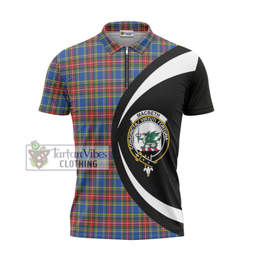 MacBeth (McBeth) Tartan Zipper Polo Shirt with Family Crest Circle Style