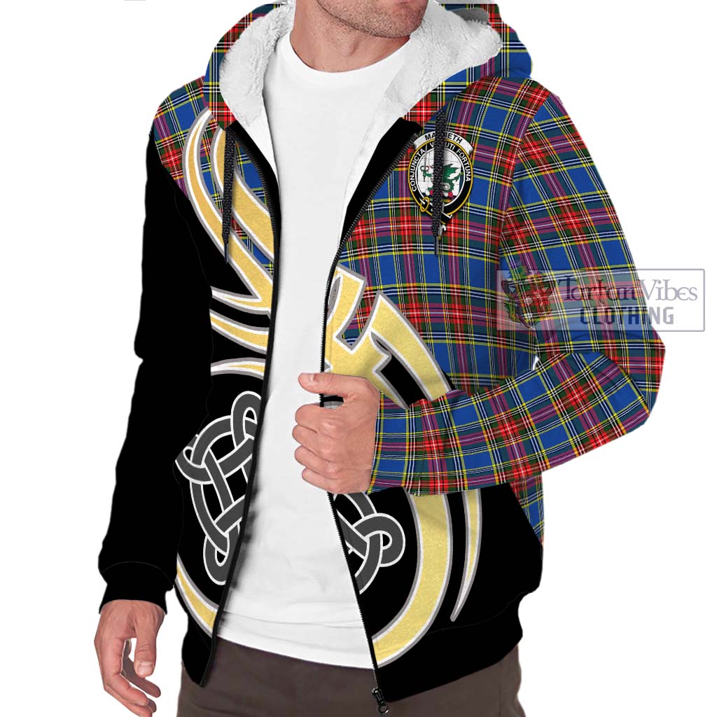 MacBeth (McBeth) Tartan Sherpa Hoodie with Family Crest and Celtic Symbol Style - Tartan Vibes Clothing