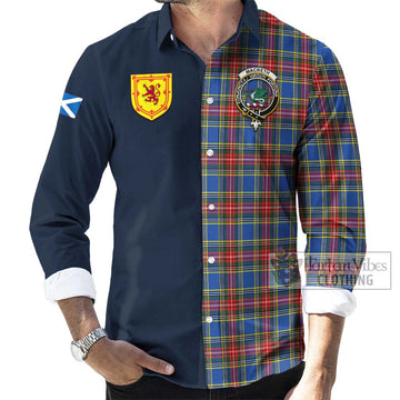 MacBeth (McBeth) Tartan Long Sleeve Button Shirt Alba with Scottish Lion Royal Arm Half Style