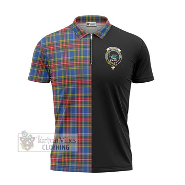 MacBeth (McBeth) Tartan Zipper Polo Shirt with Family Crest and Half Of Me Style