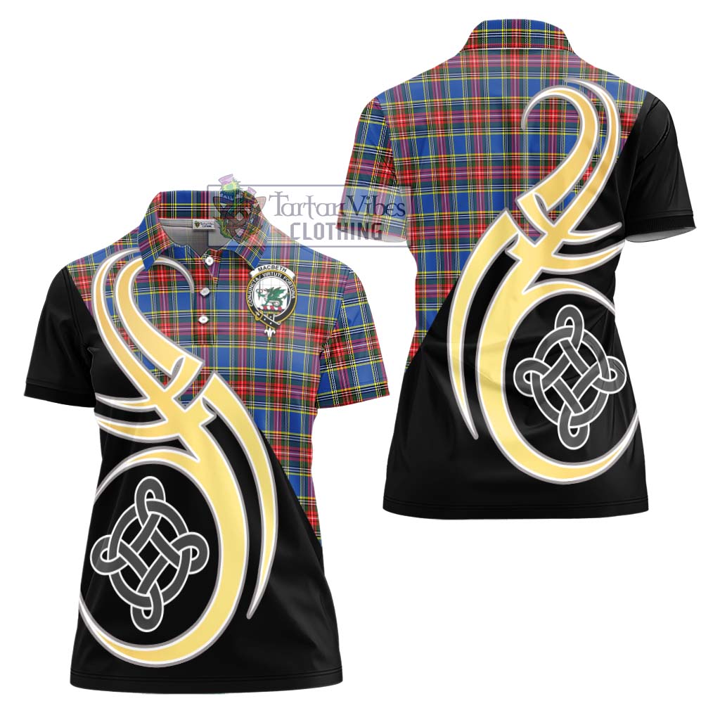 MacBeth (McBeth) Tartan Women's Polo Shirt with Family Crest and Celtic Symbol Style - Tartan Vibes Clothing