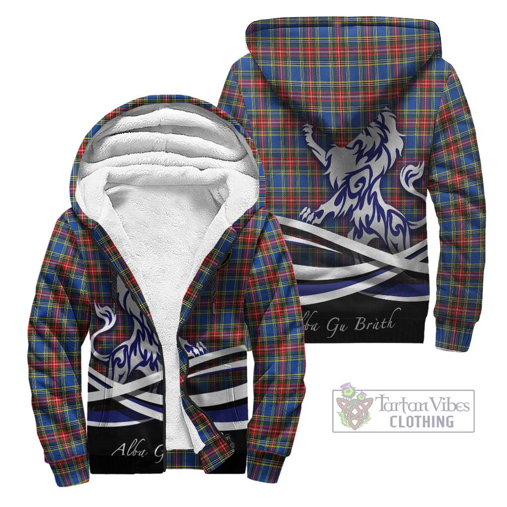 MacBeth (McBeth) Tartan Sherpa Hoodie with Alba Gu Brath Regal Lion Emblem Unisex - Tartanvibesclothing Shop