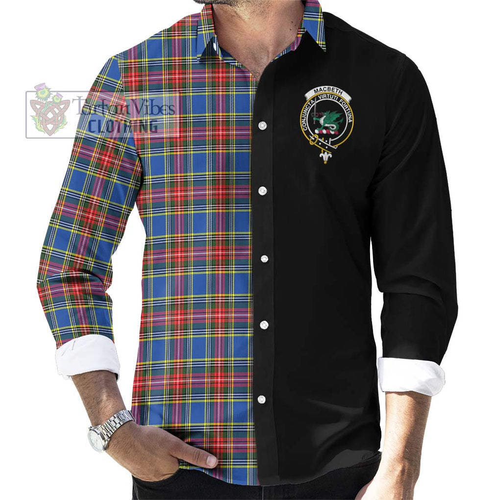 MacBeth (McBeth) Tartan Long Sleeve Button Shirt with Family Crest and Half Of Me Style - Tartanvibesclothing Shop