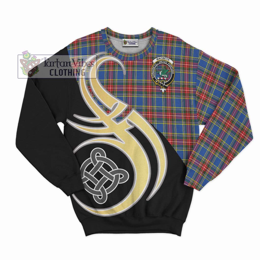 Tartan Vibes Clothing MacBeth Tartan Sweatshirt with Family Crest and Celtic Symbol Style