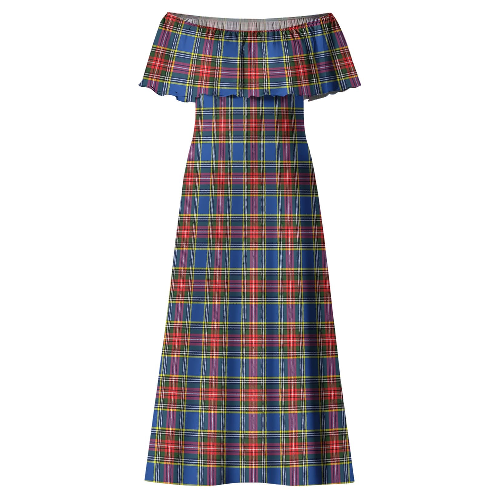 MacBeth Tartan Off Shoulder Long Dress - Tartanvibesclothing